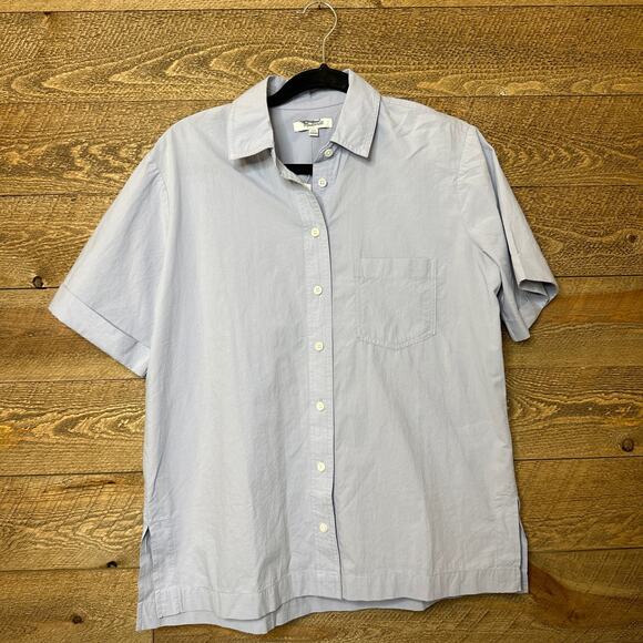 Madewell Signature Poplin Short sleeve button down shirt in Distant Peri XXS NWT - Picture 5 of 11